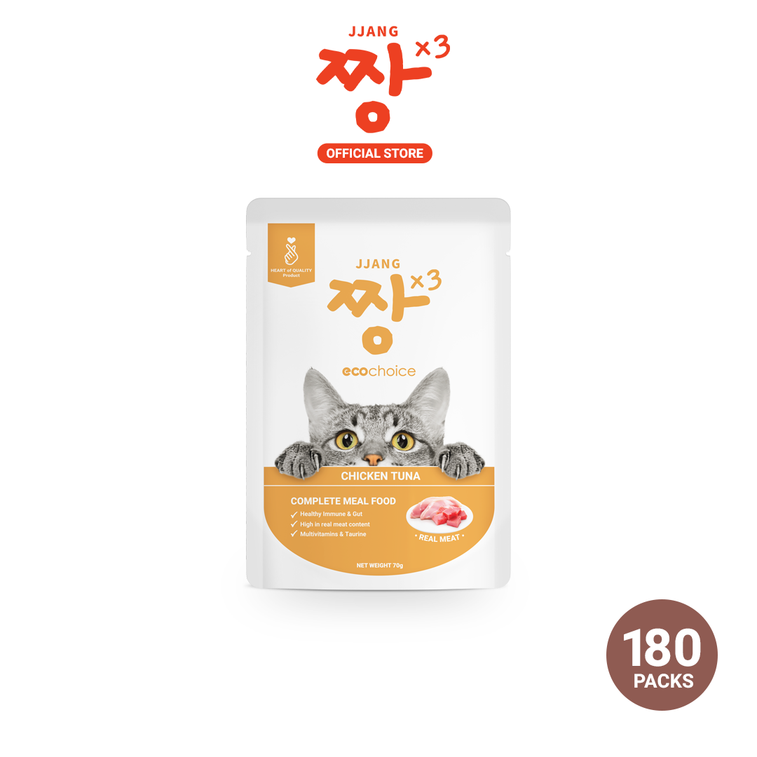 JJANGX3 Eco-choice Pouch Cat Food Real Meat Fish Makanan Kucing 70g (70g x 180pcs)