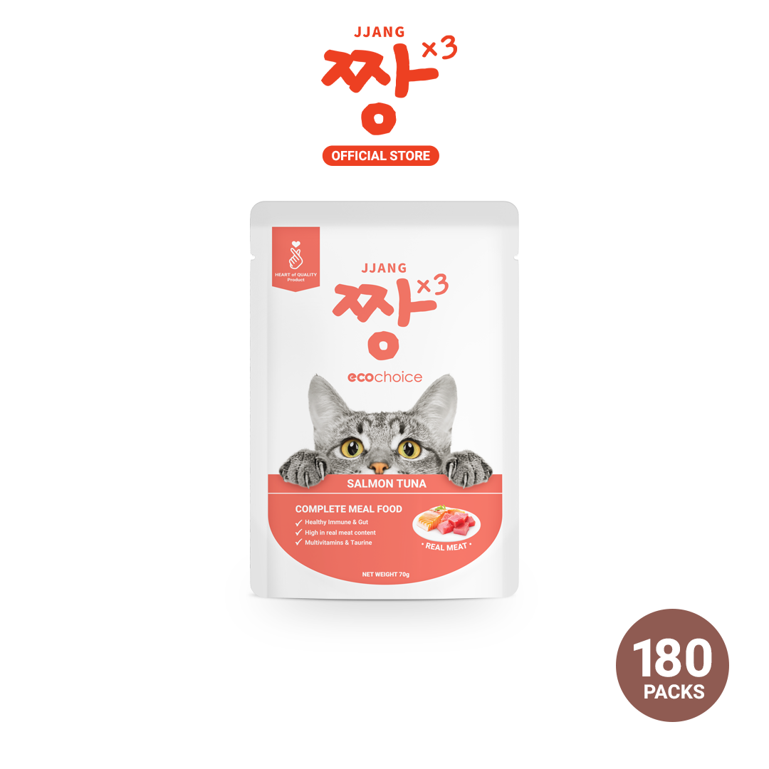 JJANGX3 Eco-choice Pouch Cat Food Real Meat Fish Makanan Kucing 70g (70g x 180pcs)