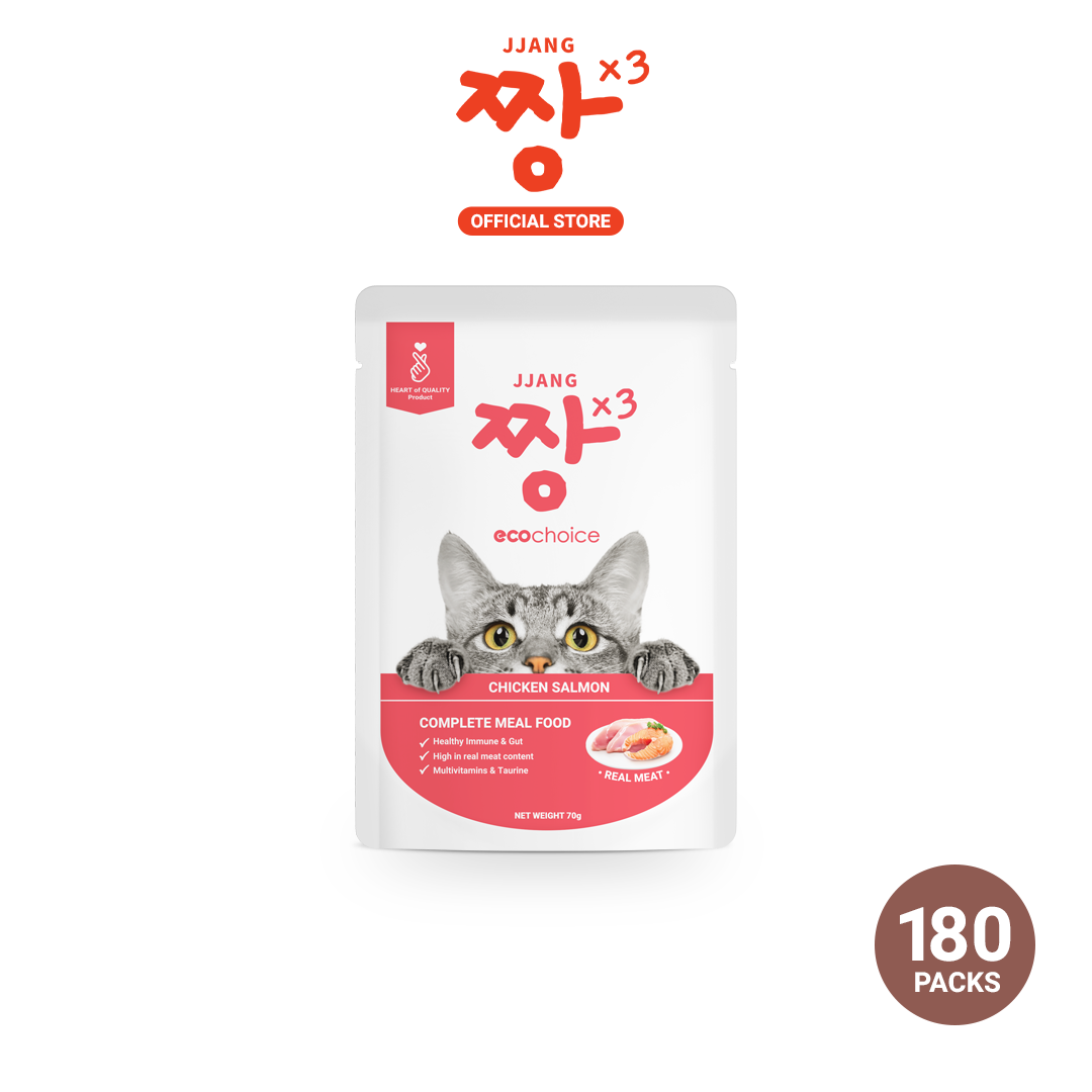 JJANGX3 Eco-choice Pouch Cat Food Real Meat Fish Makanan Kucing 70g (70g x 180pcs)