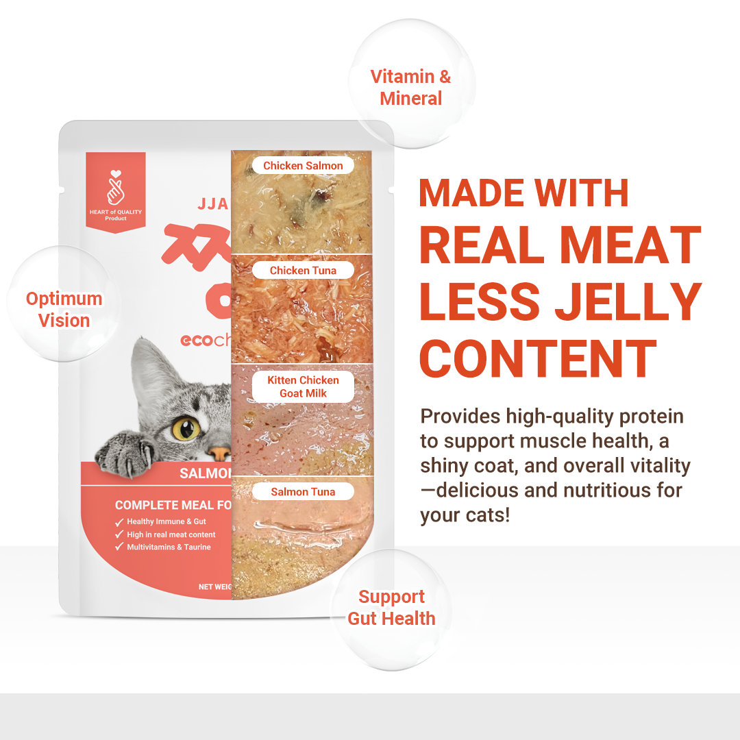 JJANGX3 Eco-choice Pouch Cat Food Real Meat Fish Makanan Kucing 70g (70g x 180pcs)