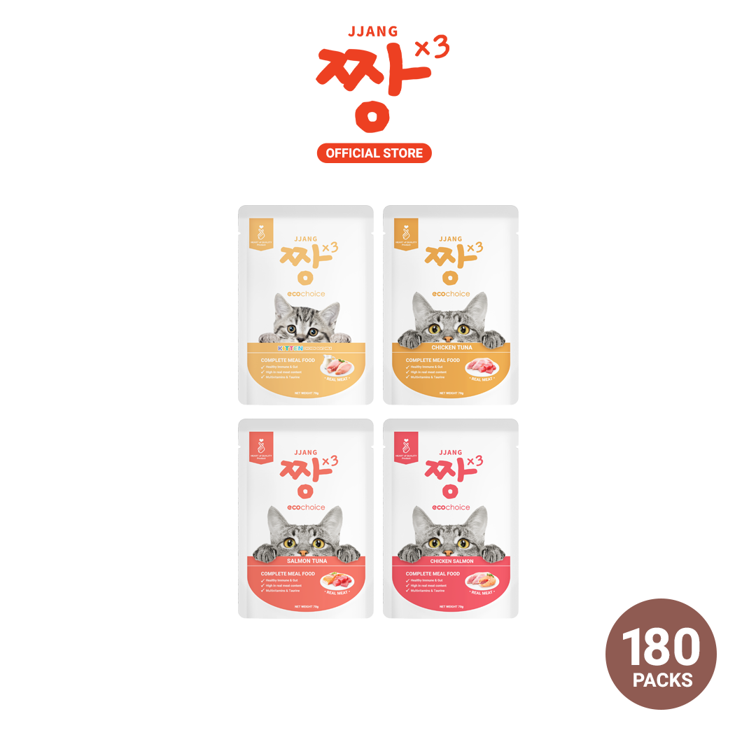 JJANGX3 Eco-choice Pouch Cat Food Real Meat Fish Makanan Kucing 70g (70g x 180pcs)