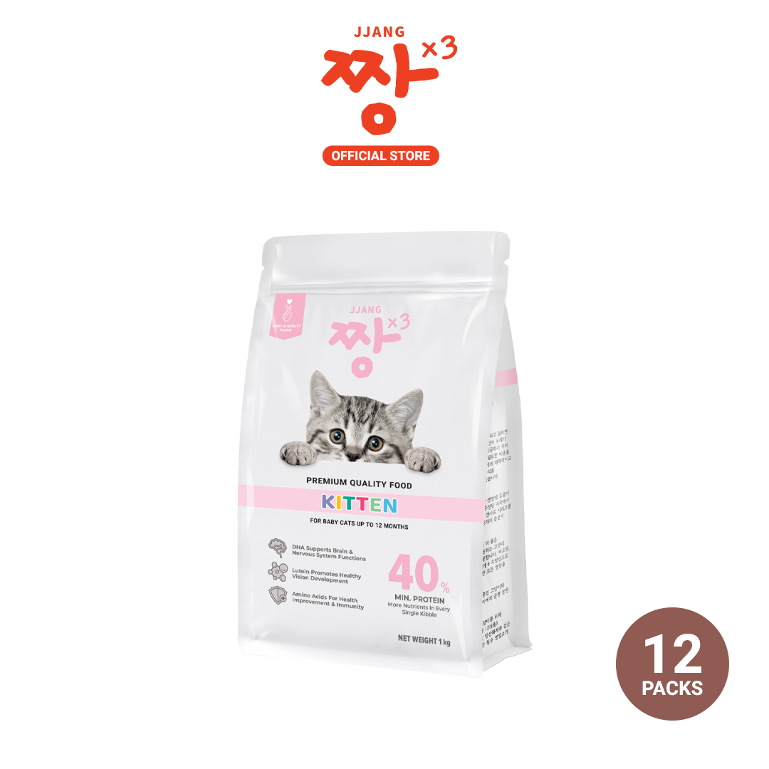 JJANGX3 Premium Cat Dry Food 40% Protein (Hair & Skin, Kitten & Mother Baby) (1kg x 12 packs)