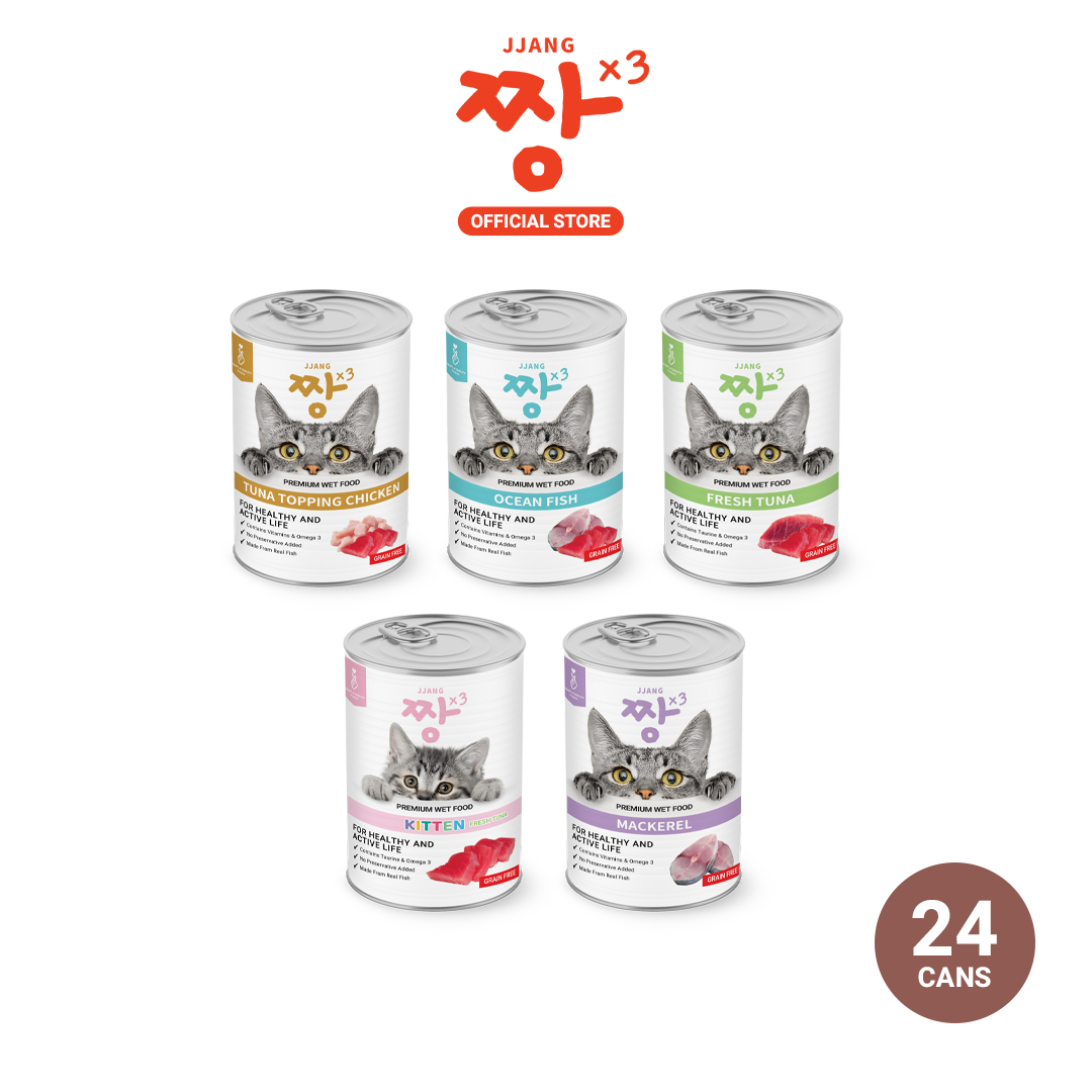 JJANGX3 Premium Cat Can Wet Food 400g x 24 canned