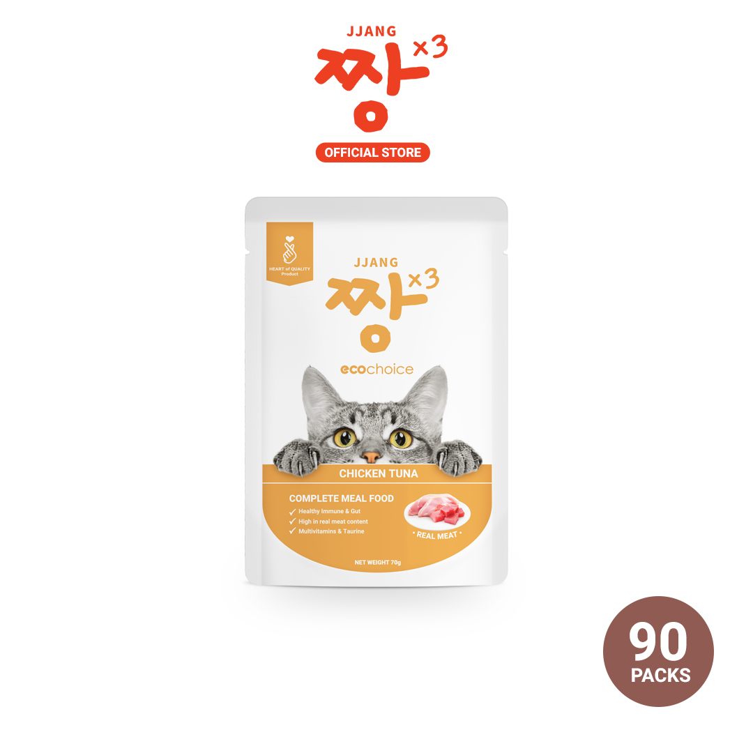 JJANGX3 Eco-choice Pouch Cat Food Real Meat Fish Makanan Kucing 70g (70g x 90pcs)