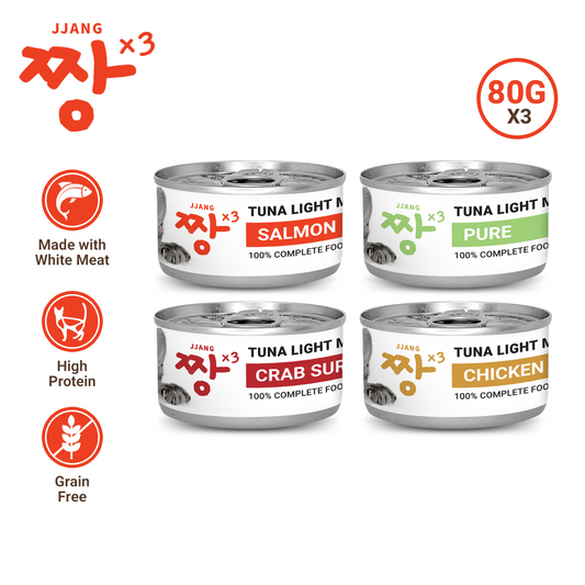 JJANGX3 80g Premium Tuna Light Meat Cat Canned Wet Food (3 cans)